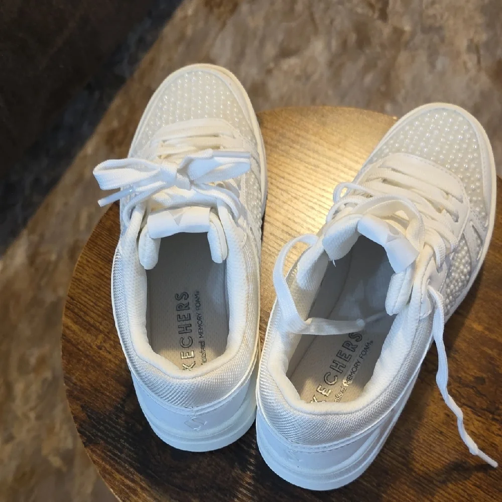 Skechers White Air Cushioned Fashion Sneakers With Tie Up Women's 6.5 - Picture 11 of 11